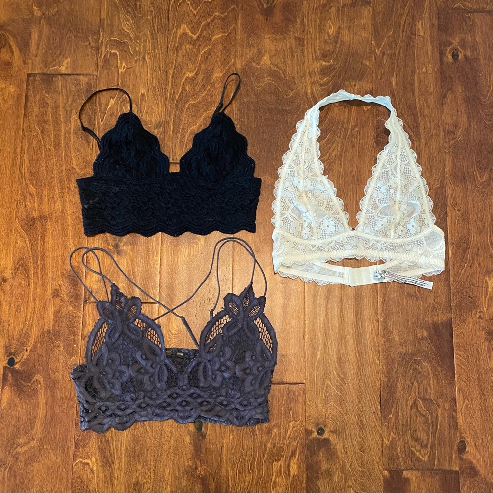 Free People 3 Lace Bralette Bundle